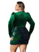 [Plus Size] Green 1960s Seuqins V-Neck Velvet Bodycon Dress