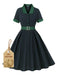 Green 1950s Blackwatch Tartan Lapel Dress