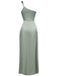 1940s Solid Satin One-Shoulder Dress