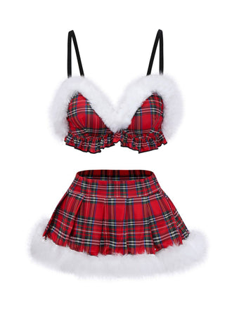 Red 1960s Plaid Raw Hem Pajama Sets