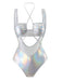 1970s Halter Cut-Out Metallic One-Piece Swimsuit