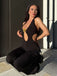 Black 1980s 3D Rose Hollow Halter Jumpsuit
