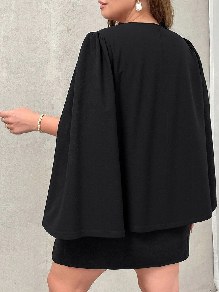 [Plus Size] Black 1970s Solid Vintage Double-Breasted Suit Jacket