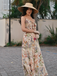 Multicolor 1930s Floral V-Neck Bohemian Slip Dress