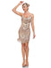 Champagne 1920s Spaghetti Strap Fringe Sequined Dress