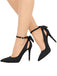 Suede Bow Ankle Strap Pointed Toe High Heel Shoes
