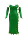Green 1970s Multi-Leaf Headband & Sequin Dress Set