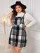 [Plus Size] 1940s Plaid Button-Strap Pinafore Dress
