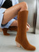 Suede Knee Lace-Up Block Heel Boots
