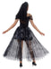 Black 1970s Halloween Ghost Bride Tulle Dress Set