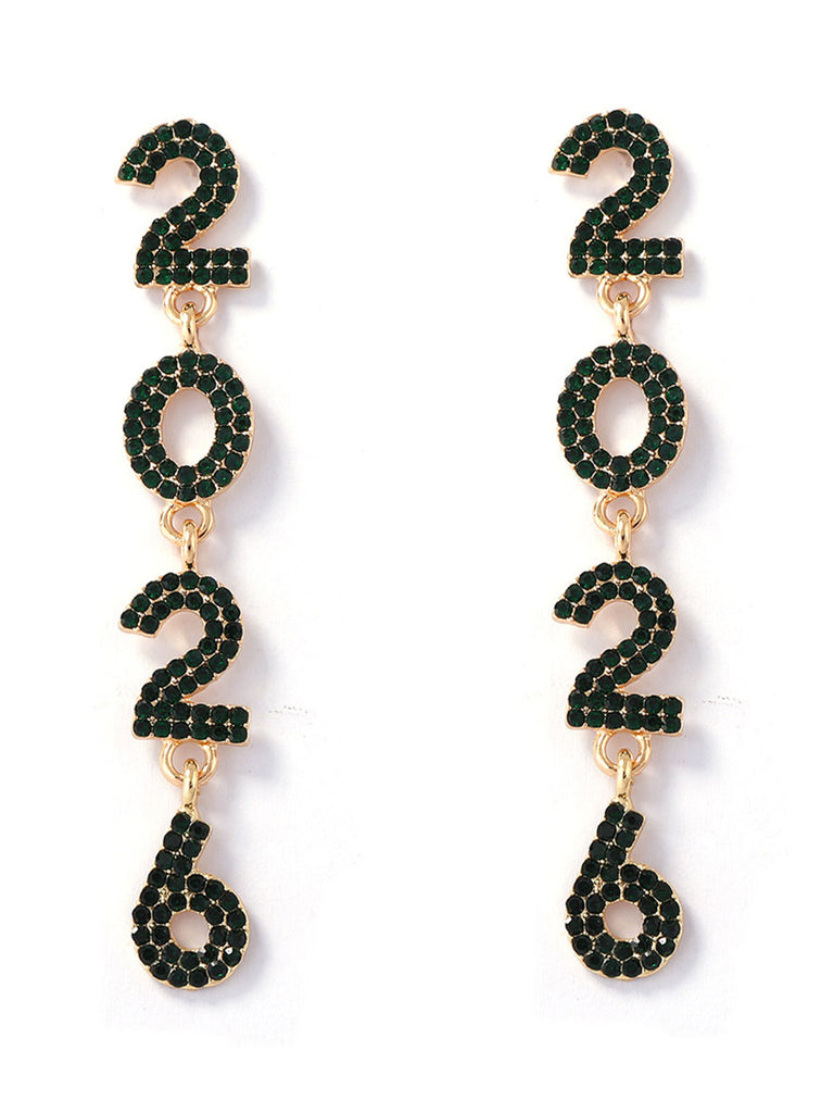 Rhinestone 2026 Colorful New Year's Drop Dangle Earrings