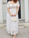 [Plus Size] White 1950s Lace Square Neck Maxi Dress