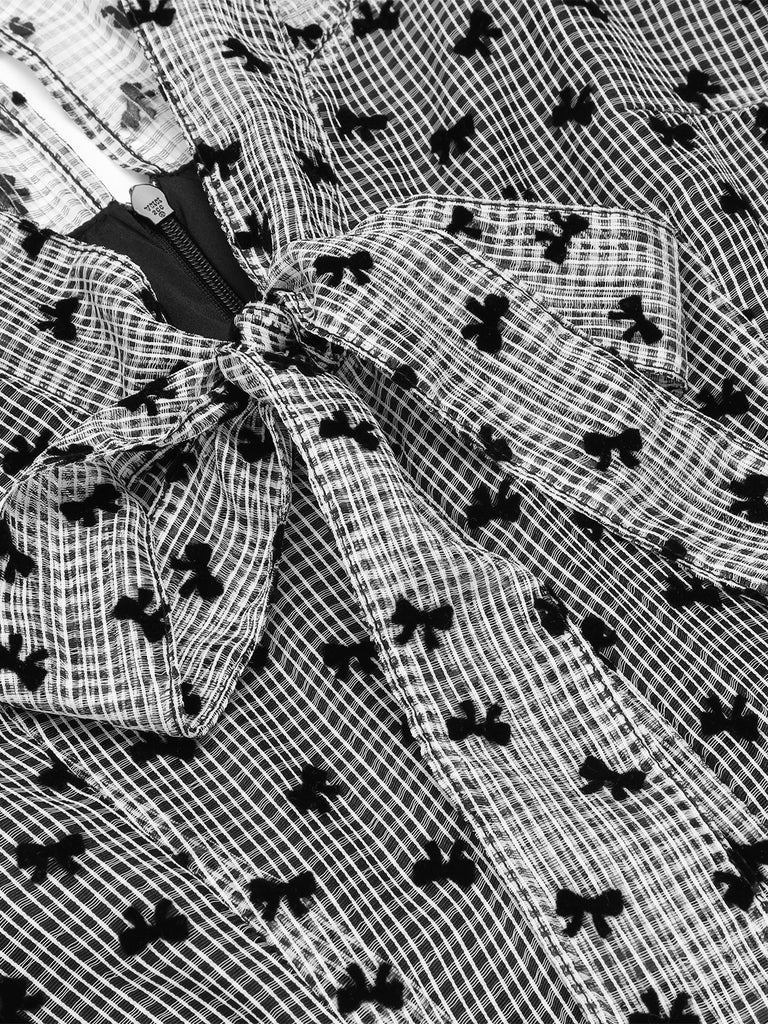 [US Warehouse] Black 1930s Mesh Bow-knot Patchwork Jumpsuit