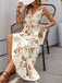 1970s V-Neck Boho Roses Tiered Dress