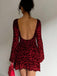 1980s Leopard Sheer Long-Sleeve Backless Dress