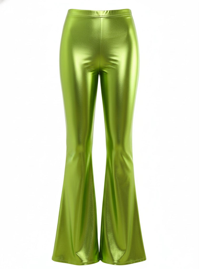 1970s Solid Laser Metallic Tight Bootcut Pants