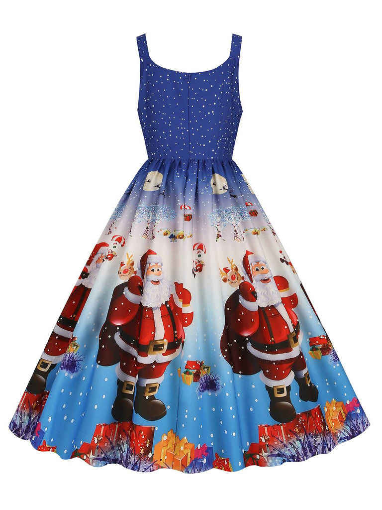 1950s Santa Claus Snowflake U-Neck Swing Dress