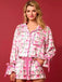 2PCS 1960s Christmas Long Sleeve Button Pajama Set