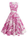 1950s Porcelain Landscape Sleeveless Belted Dress