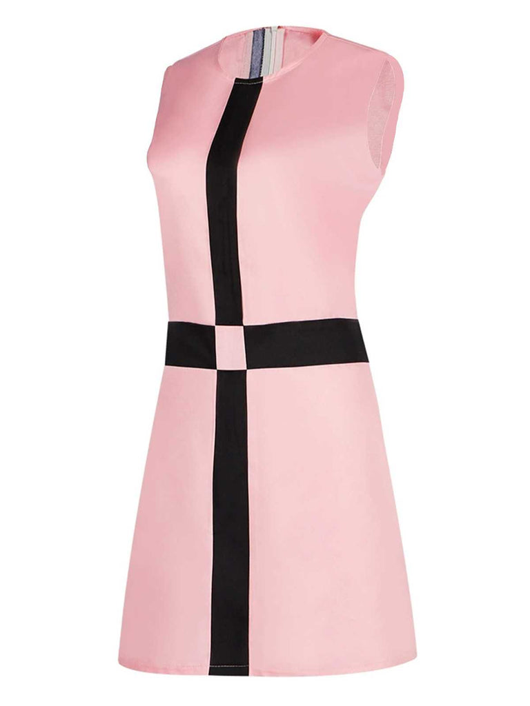 Pink 1960s The Queen’s Gambit Costume Sleeveless Dress