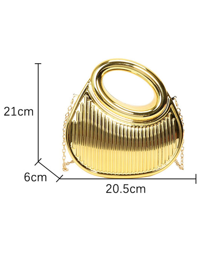 Metallic Top-Handle Chain Crossbody Bag