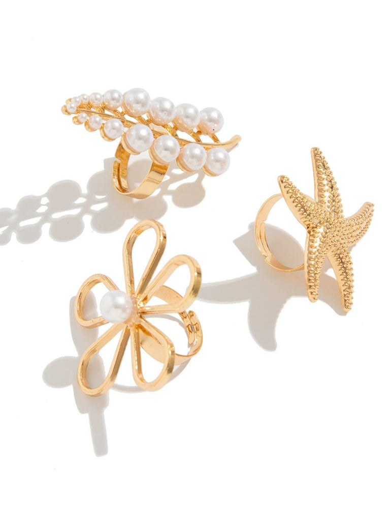 Starfish Flower Pearl Ring