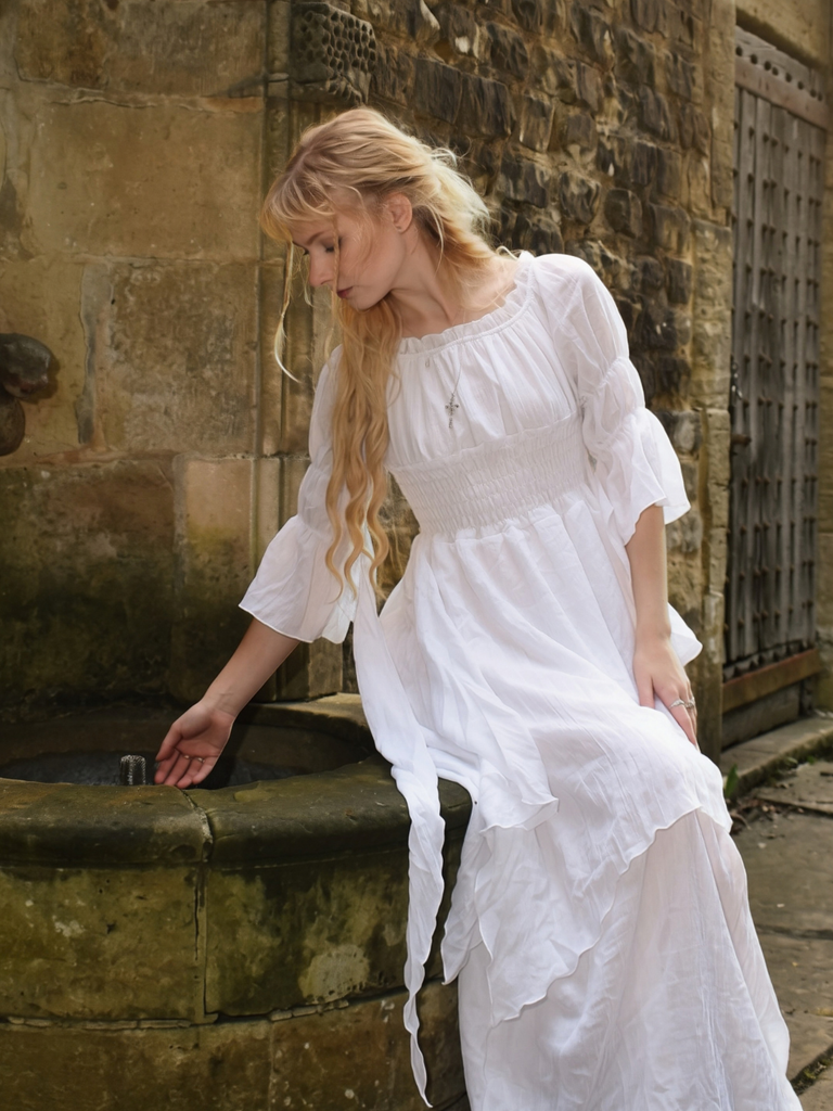 1980s Gothic Bell Sleeve Irregular Hem Dress