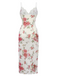 White 1930s Lace Floral Mesh Spaghetti Straps Nightgown