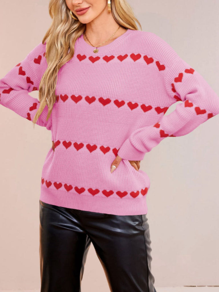 1940s Valentine's Day Heart Knitted Sweater