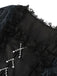 Black 1950s Gothic Victorian Lace Bell Sleeves Dress