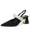 Black Pointed Closed Toe Chunky heel Sandals