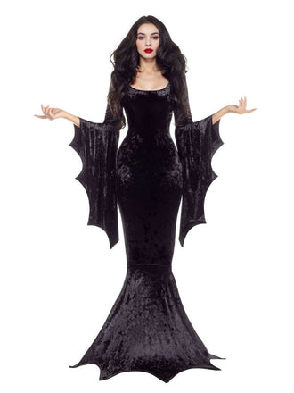 1930s Halloween Velvet Witch Batwing Sleeve Mermaid dress
