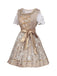 Champagne 1950s Puff Top & Floral Bow Dress