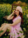 Pink 1940s Gingham Lapel V-Neck Belted Swing Dress