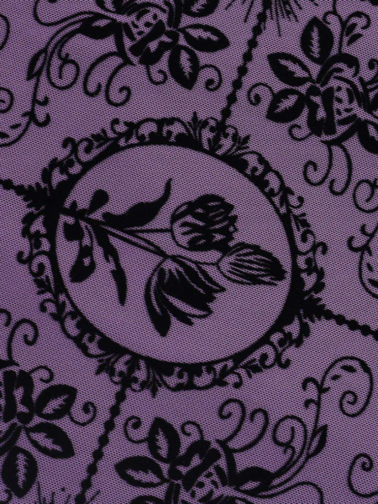 Purple 1930s Rose Flocked Neo-Chinese Dress