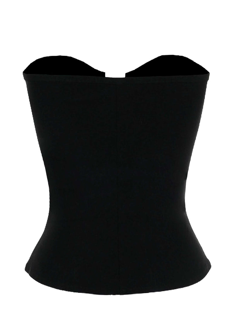Black 1980s Punk Studded Corset Top