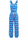 Blue 1960s Santa Claus Print Overalls Jumpsuit