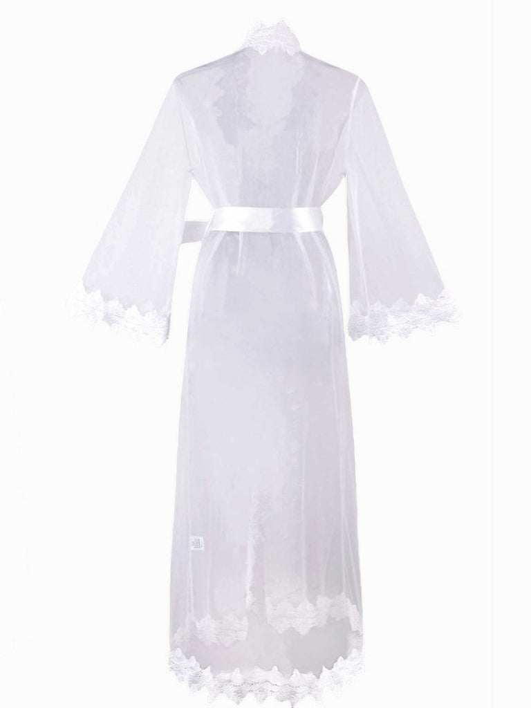 White 1930s Sheer Mesh Lace Nightdress Set