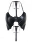 Black 1980s Gothic Bat Lace-Up Halter Top