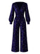[Pre-Sale] Deep Blue 1950s Star V-Neck Wide-Leg Velvet Jumpsuit