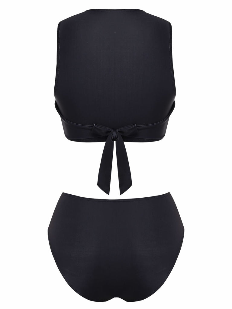 Black 1950s Explore The Beach Tankini Set