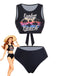 Black 1950s Explore The Beach Tankini Set