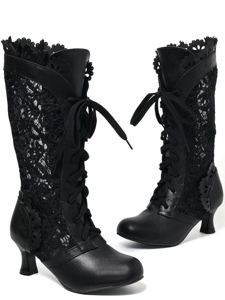 Victorian Style Lace Up Kitten Boots