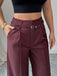 Burgundy 1960s High-Waist Wide-Leg Pants