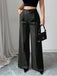 Burgundy 1960s High-Waist Wide-Leg Pants