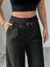 Burgundy 1960s High-Waist Wide-Leg Pants