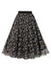 Black 1950s Daisy Mesh Skirt