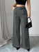 Burgundy 1960s High-Waist Wide-Leg Pants