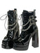 Black Patent Chains Gothic High Heels Boots