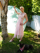 Pink 1940s Floral Lace Spaghetti-Strap Maxi Dress